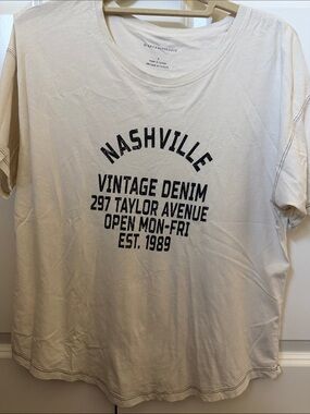 Anthropologie Cream Nashville Vintage Denim Graphic Tee